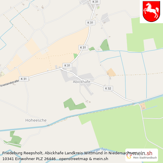 Friedeburg Reepsholt, Abickhafe Landkreis Wittmund Lageplan © Openstreetmap Contributors Friedeburg Reepsholt, Abickhafe Lageplan